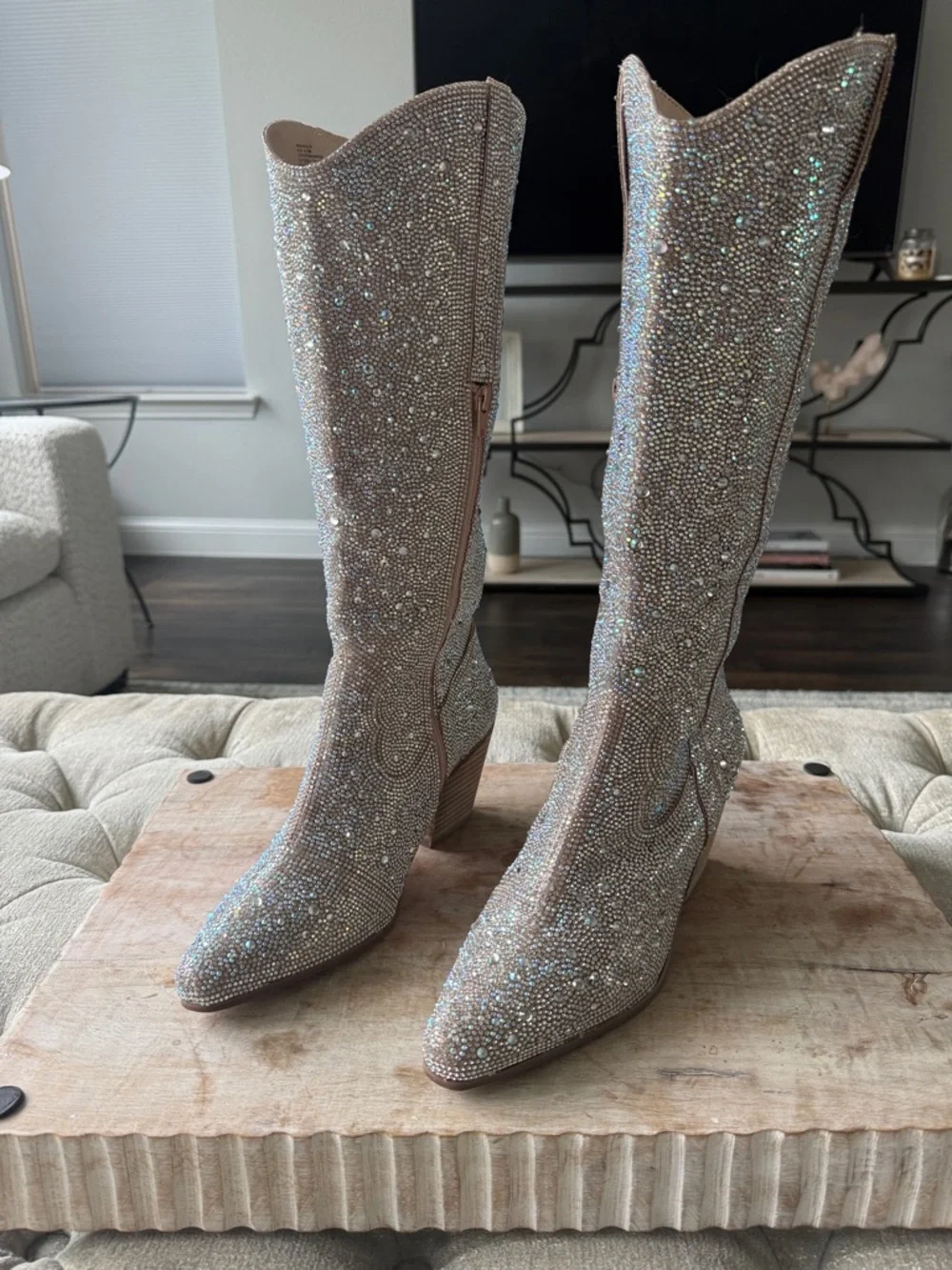 Matisse Iridescent Crystal-Embellished Boots